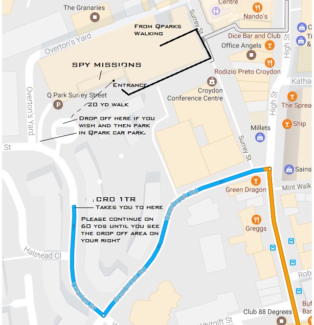 Parking map for the ultimate kids birthday party in Croydon